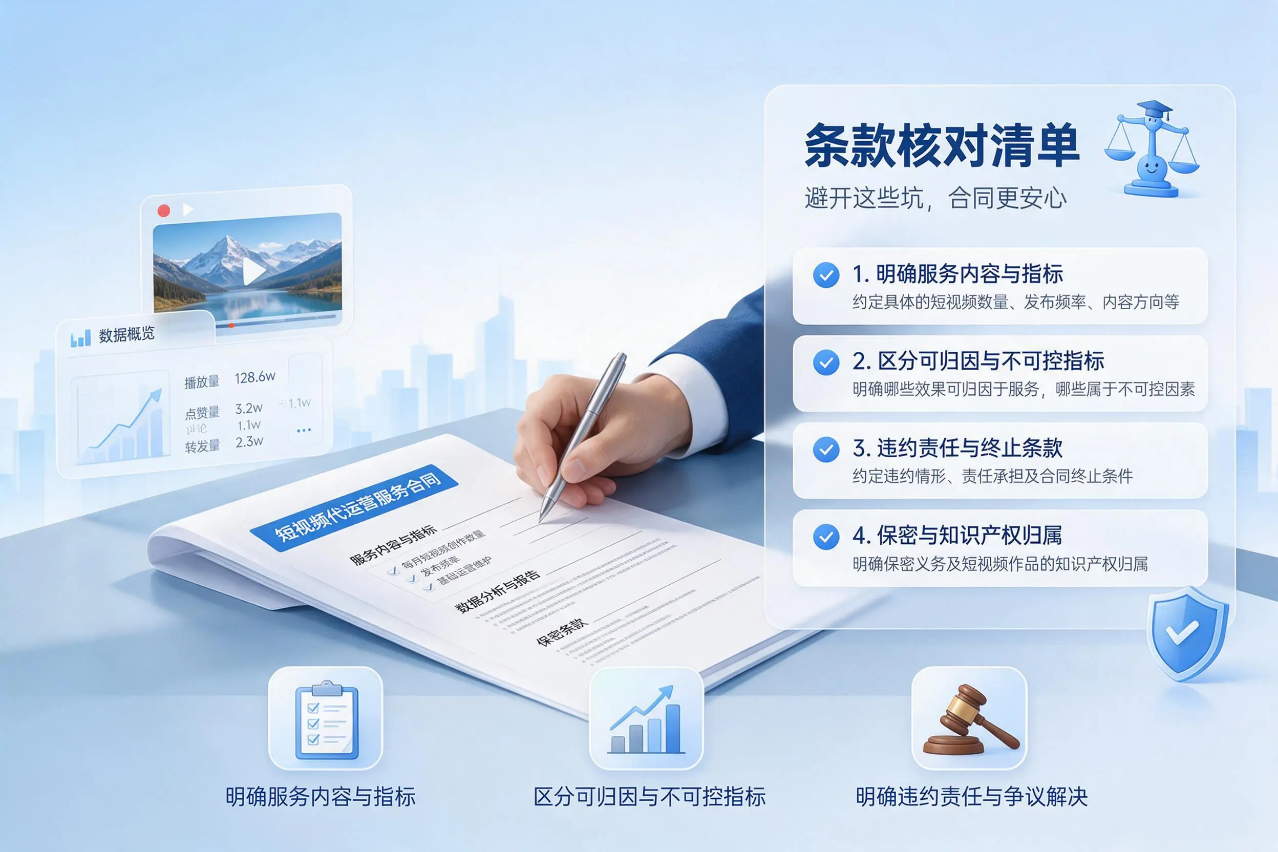 短视频代运营合同怎么签？常德企业条款核对与避坑要点